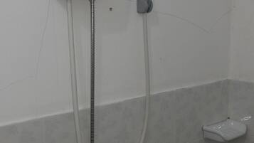 Shower, towels, soap, shampoo