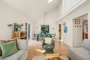 Smart TV, fireplace, video games, DVD player