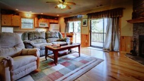 Smart TV, fireplace, video games, DVD player