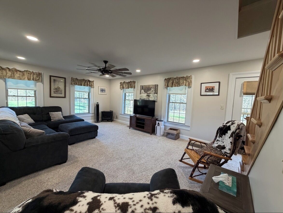 Smart TV, fireplace, DVD player, books