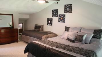 1 bedroom, desk, iron/ironing board, travel cot