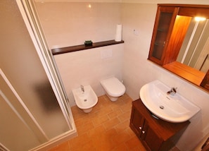 Apartment (3) | Bathroom | Shower, bidet, towels - Villa Roberto (Falcade)