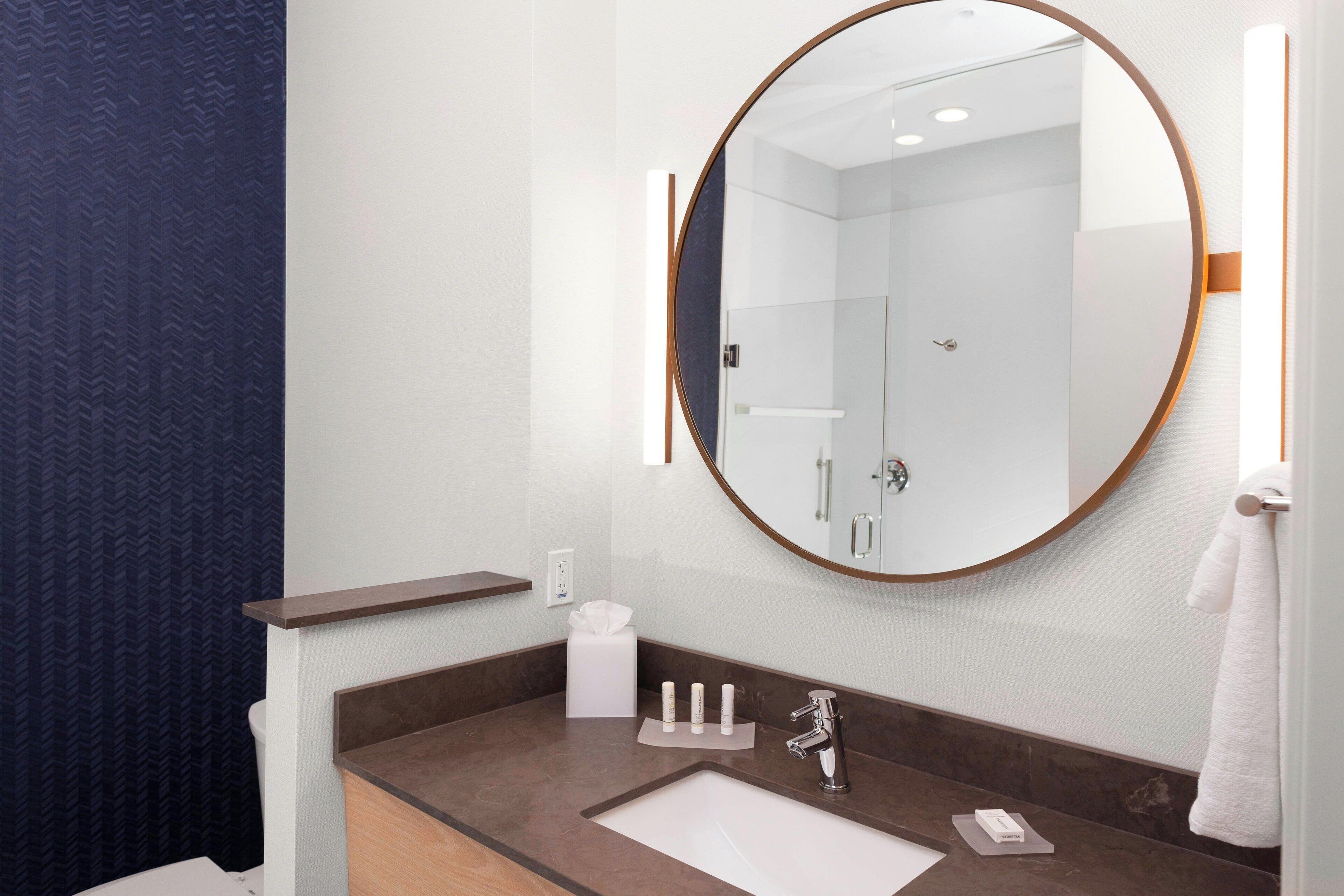 free toiletries, hair dryer, towels