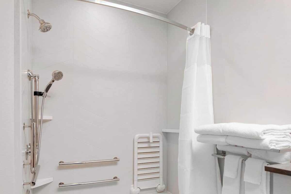 free toiletries, hair dryer, towels