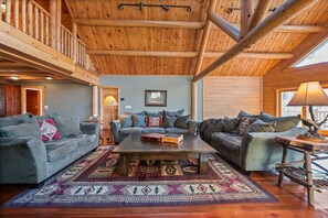 Smart TV, fireplace, DVD player, music library