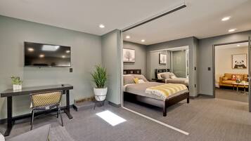 2 bedrooms, desk, iron/ironing board, travel crib