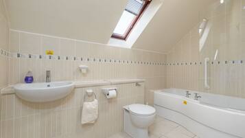 Combined shower/bathtub, hair dryer