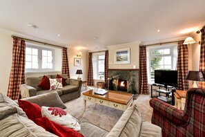 TV, fireplace