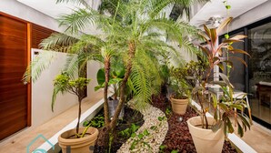 A modern indoor garden with potted plants and a pebble pathway. - Zendero Tulum (Tulum)