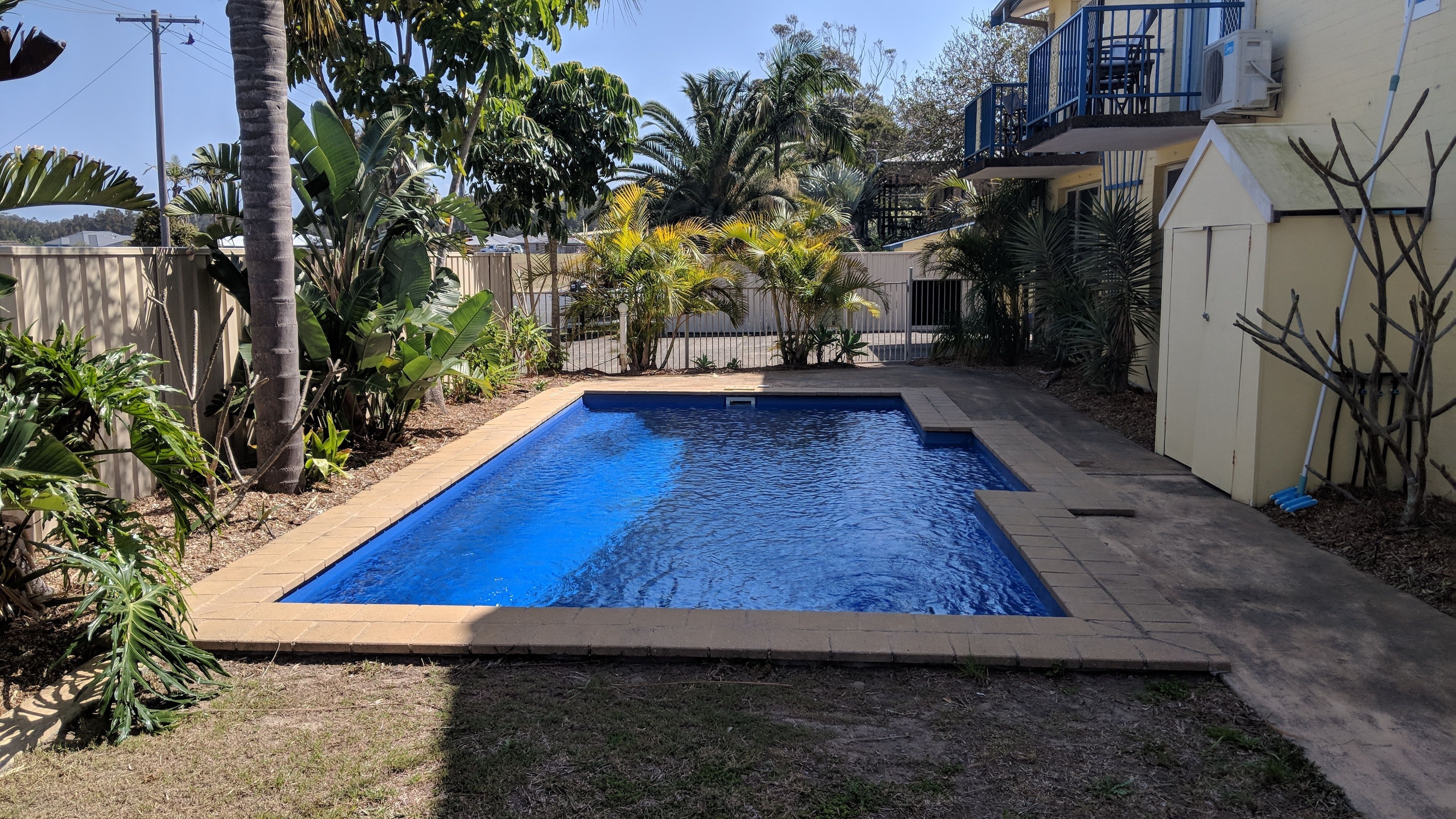 Indoor pool, open 9 AM to 8:30 PM, pool loungers
