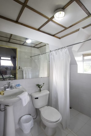 Habitación triple | Baño | Regadera, amenidades de baño gratuitas, toallas
