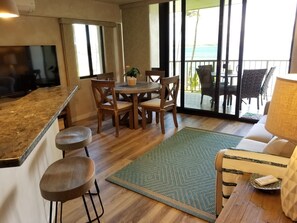 TV, DVD player, books