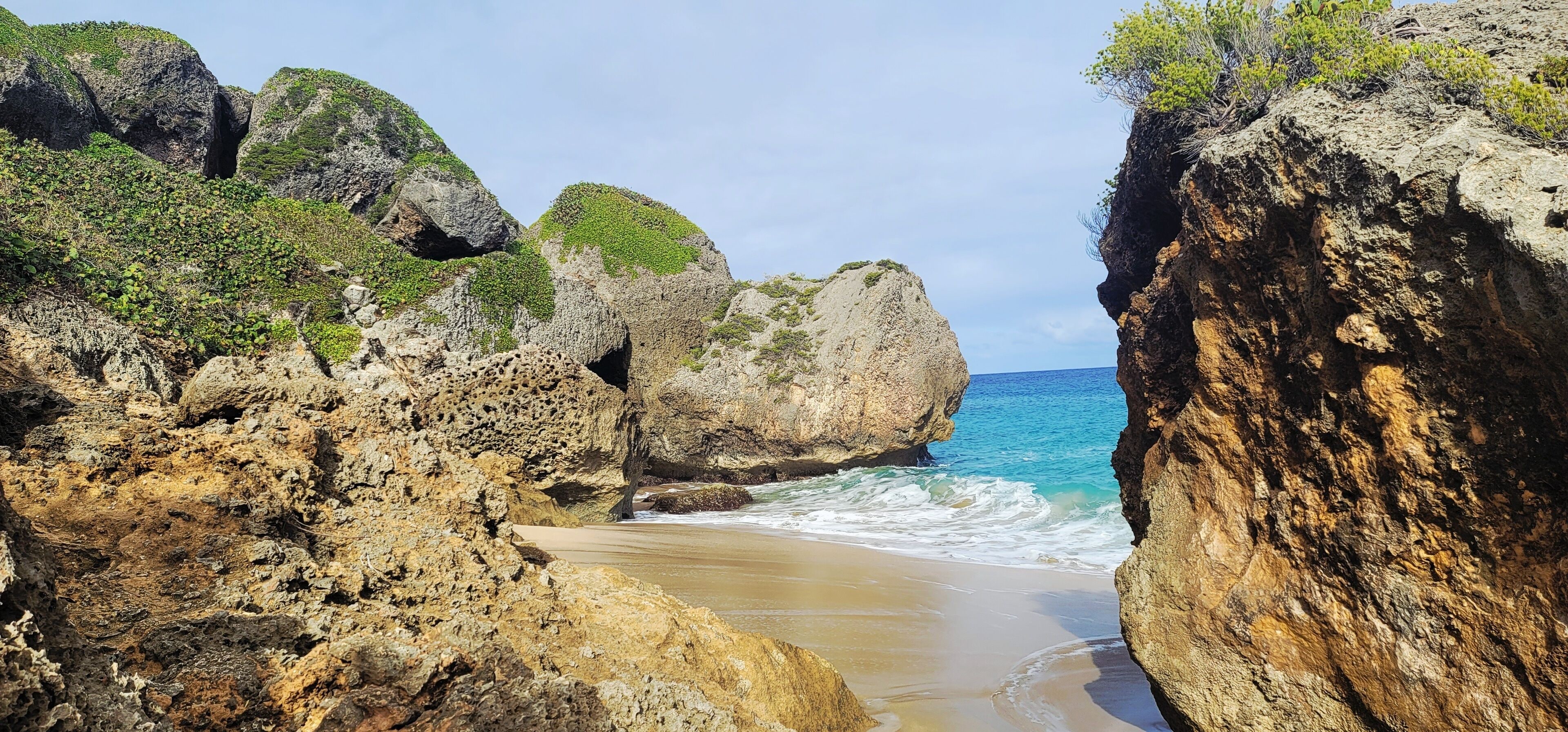 On the beach, sun loungers, beach towels