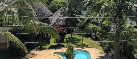 Outdoor pool, pool loungers