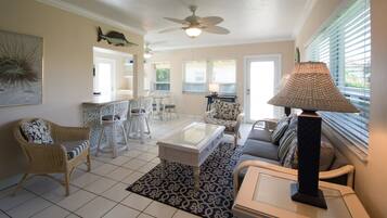 Älytelevisio, DVD-soitin, kirjoja, musiikkikirjasto