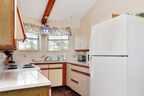 Fridge, microwave, oven, toaster