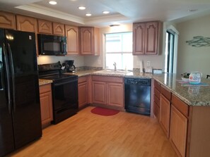 Fridge, microwave, oven, dishwasher