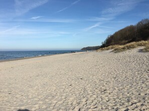 Beach nearby, sun loungers