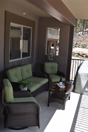 Terrace/patio - Mountain Views! Elevated Balcony!  Walk to the Bavarian, Hiking trails, Lift 4 (Taos Ski Valley)