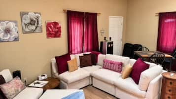 Smart TV, DVD player, books, video library