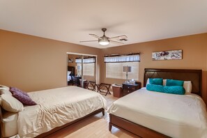 5 bedrooms, desk, iron/ironing board, travel cot