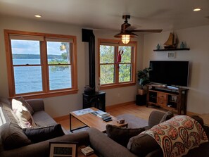 Smart TV, chimenea, reproductor de DVD y videoteca 