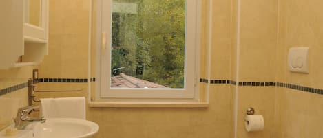 Shower, free toiletries, hair dryer, bathrobes