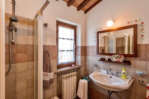 Panoramic Apartment | Bathroom | Shower, free toiletries, hair dryer, bidet - Agriturismo Malagronda (Citta della Pieve)