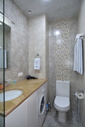 Apartment, 1 Bedroom | Bathroom | Shower, free toiletries, hair dryer, slippers - Gallery Apartment A (Yerevan)