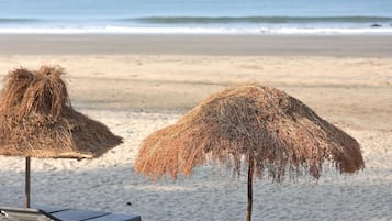 On the beach, white sand