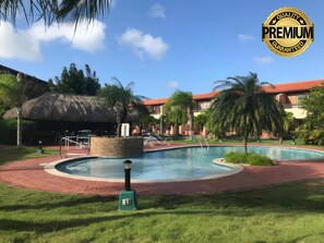 Outdoor pool, pool loungers