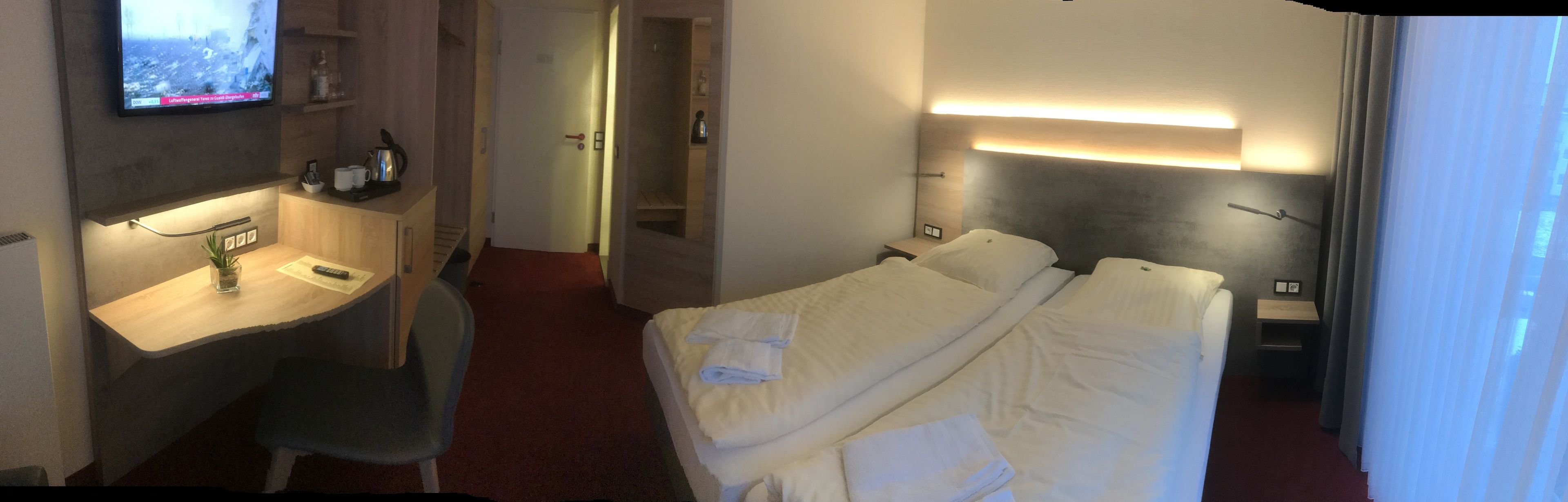 hypo-allergenic bedding, in-room safe, desk, blackout curtains