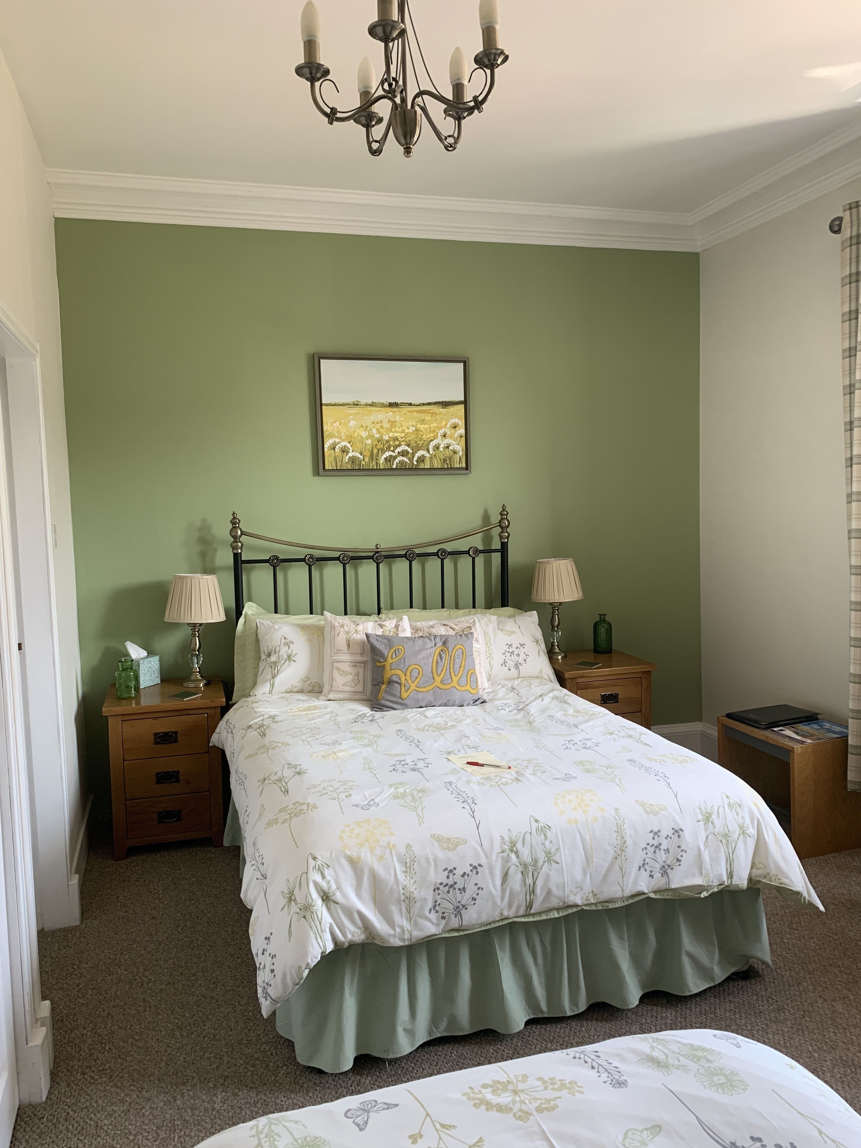 Green Family Room | Desk, blackout drapes, iron/ironing board, free WiFi