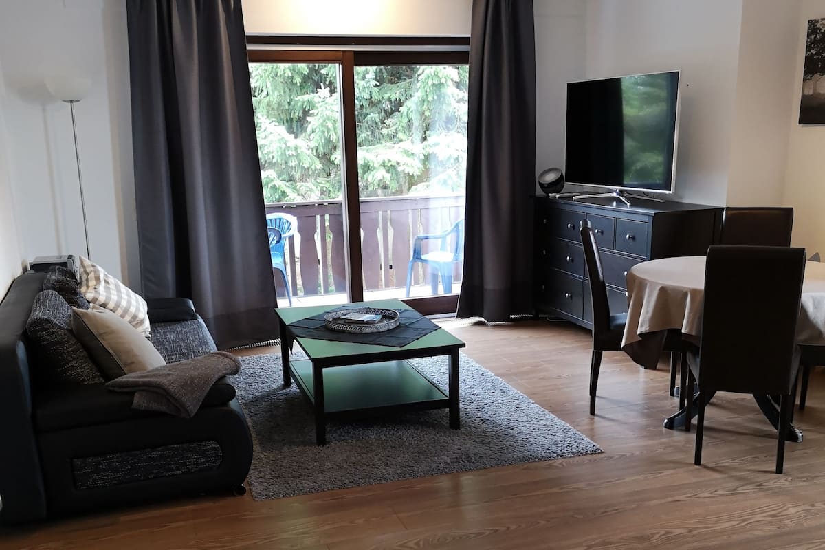 Classic Apartment, 1 Bedroom | Living room | Flat-screen TV