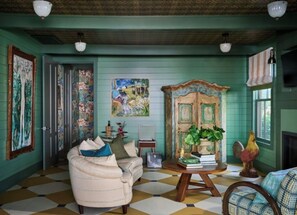 Court | Área de sala de estar | Smart TV de 55 pulgadas con canales digitales, televisión y chimenea 