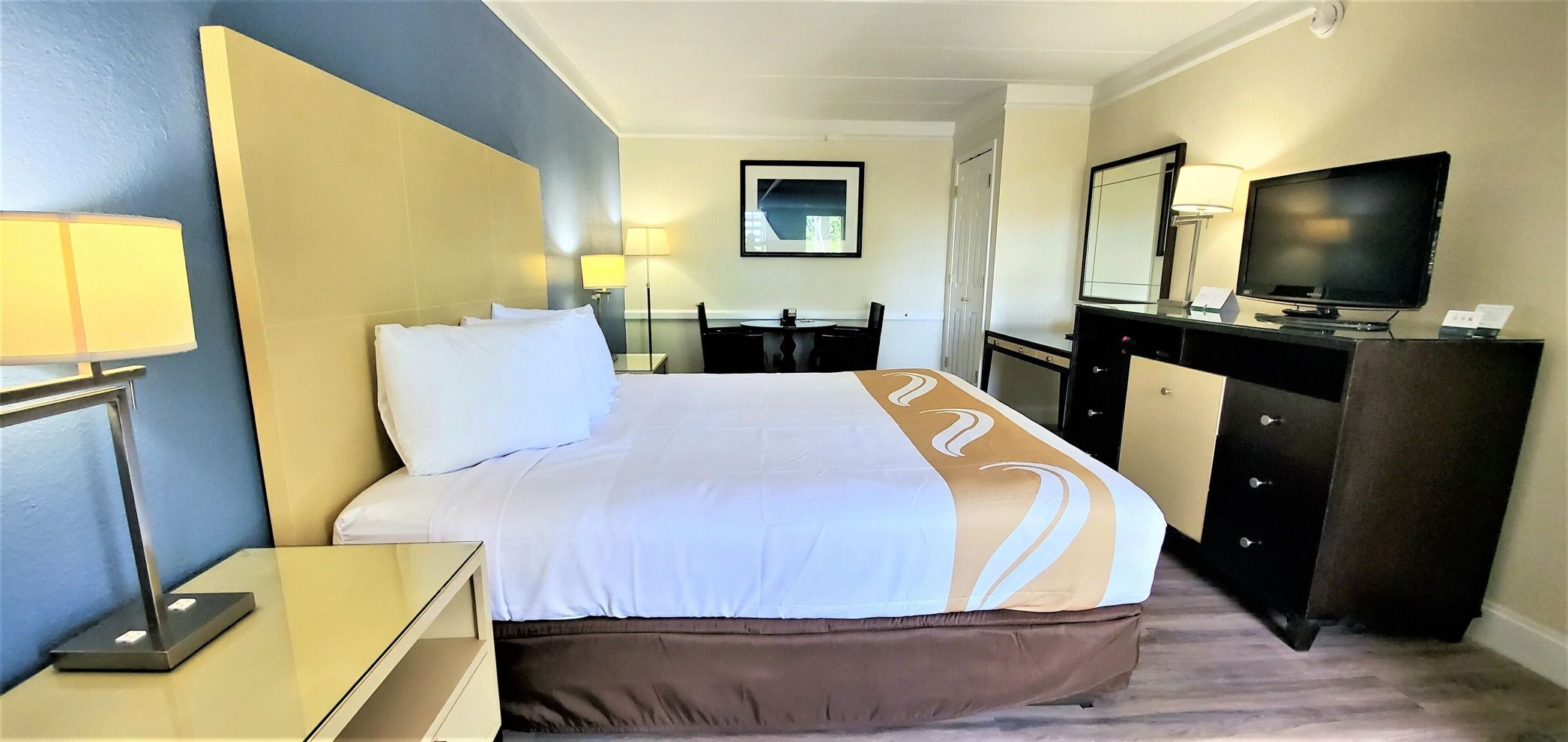 Desk, blackout drapes, iron/ironing board, free WiFi