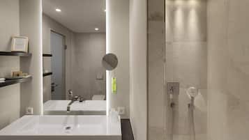 Hair dryer, bathrobes, towels