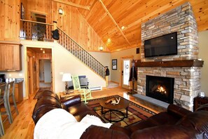 TV, fireplace, video games, DVD player