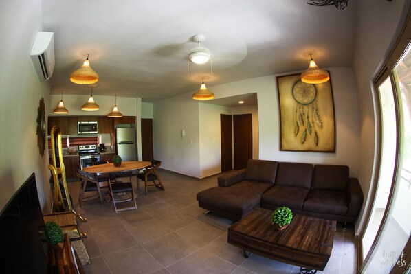 Apartment, 2 Bedrooms | Living area | Flat-screen TV - Villa Puerta Zama 2 BR with big terrace in Tulum by Happy Address (Tulum)