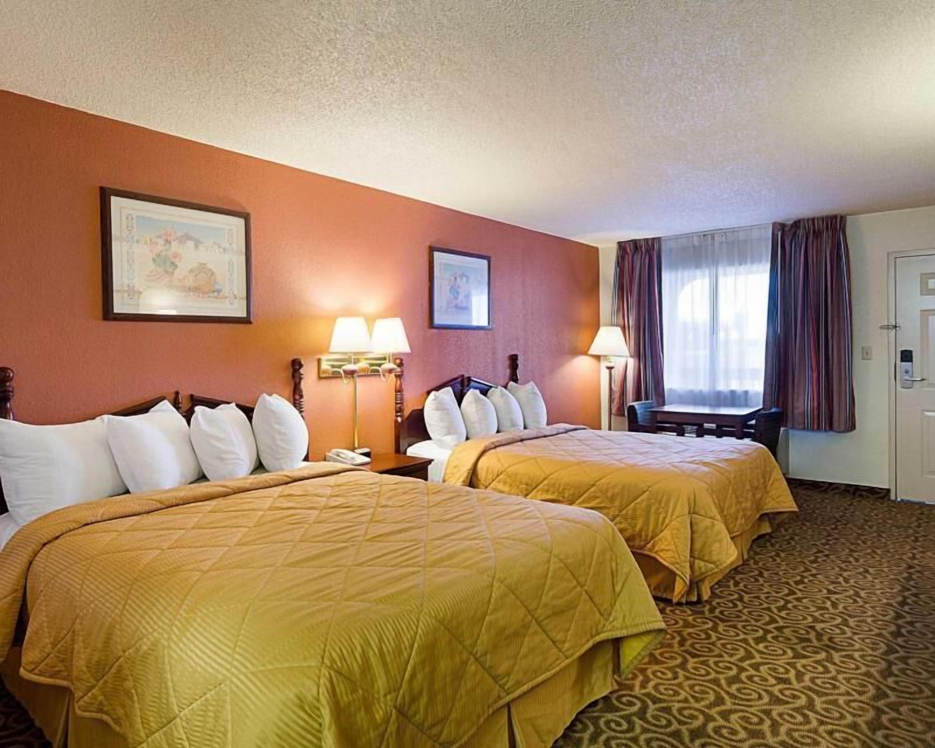 Desk, laptop workspace, blackout curtains, soundproofing