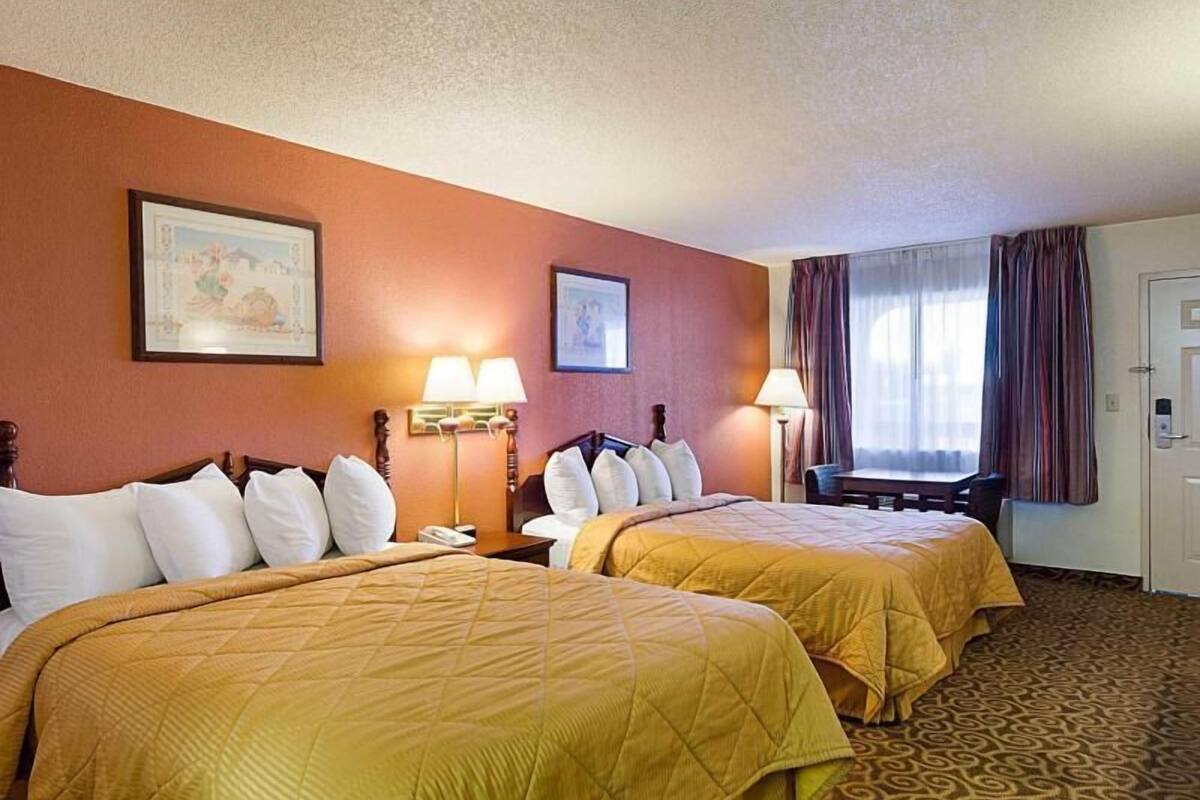 Desk, laptop workspace, blackout curtains, soundproofing