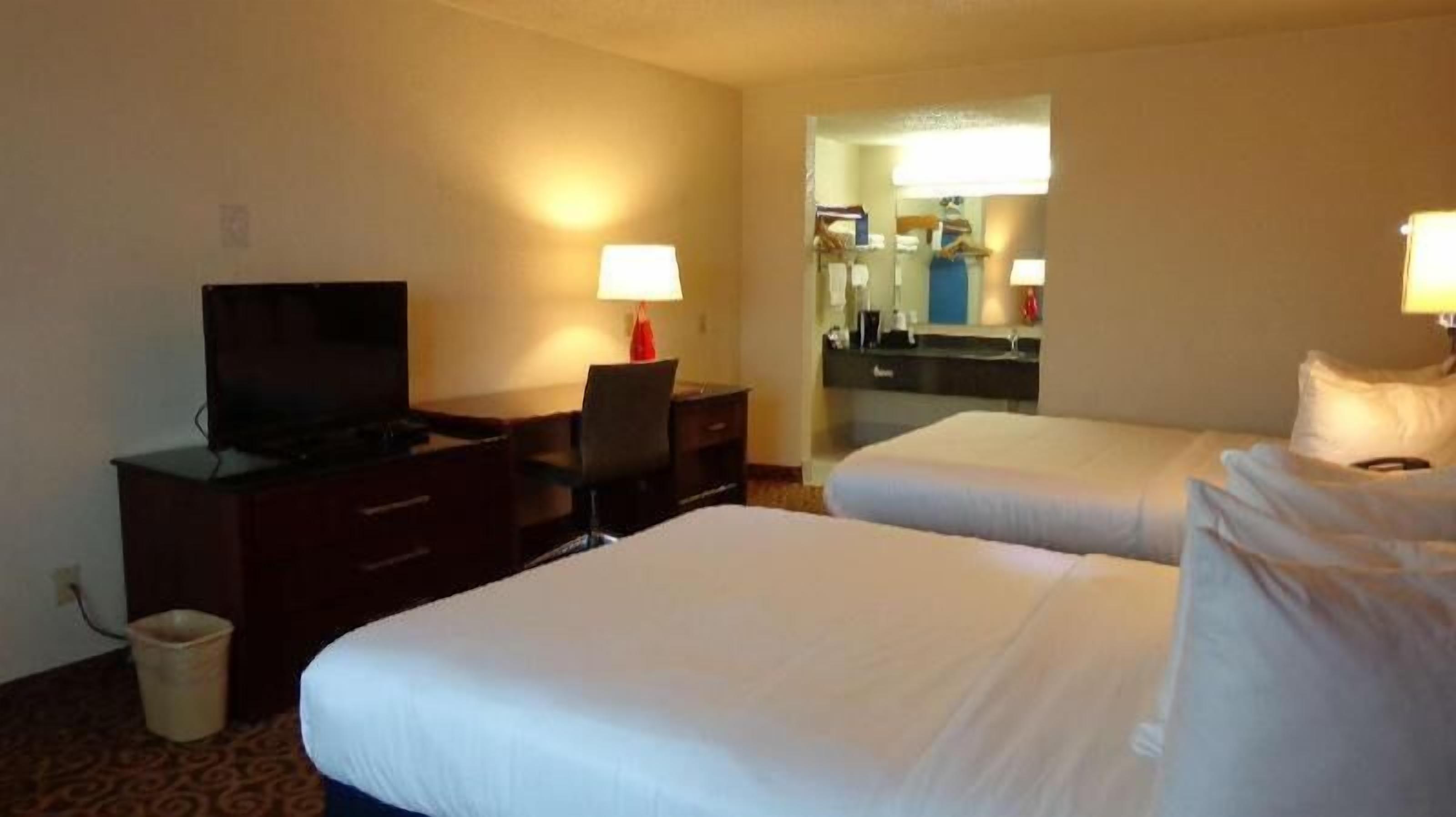 Desk, laptop workspace, blackout curtains, soundproofing