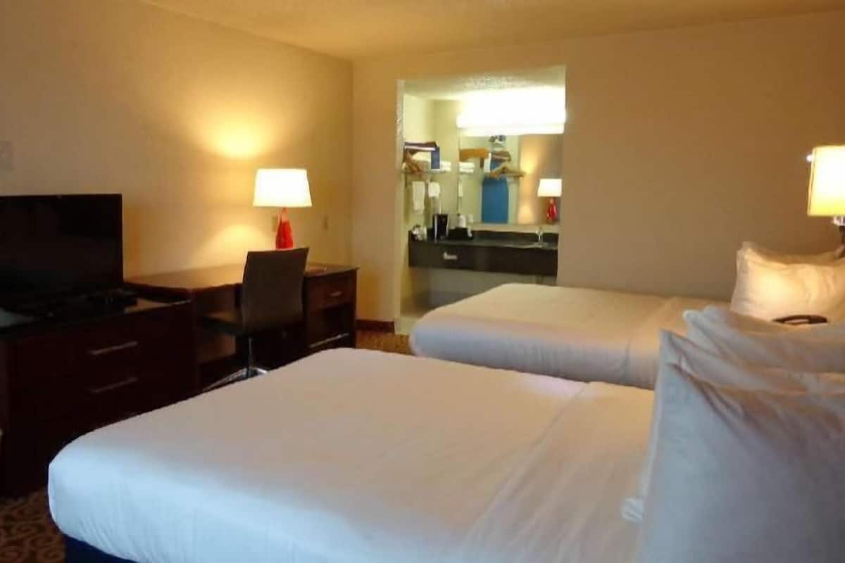 Desk, laptop workspace, blackout curtains, soundproofing