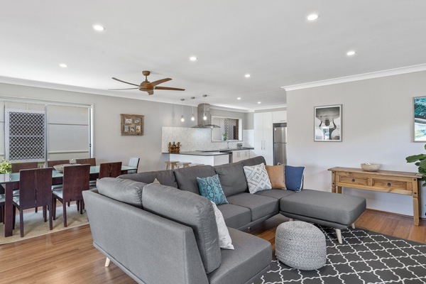 Spacious lounge living and kitchen areas