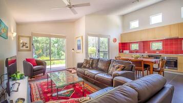 Flat-screen TV, DVD player