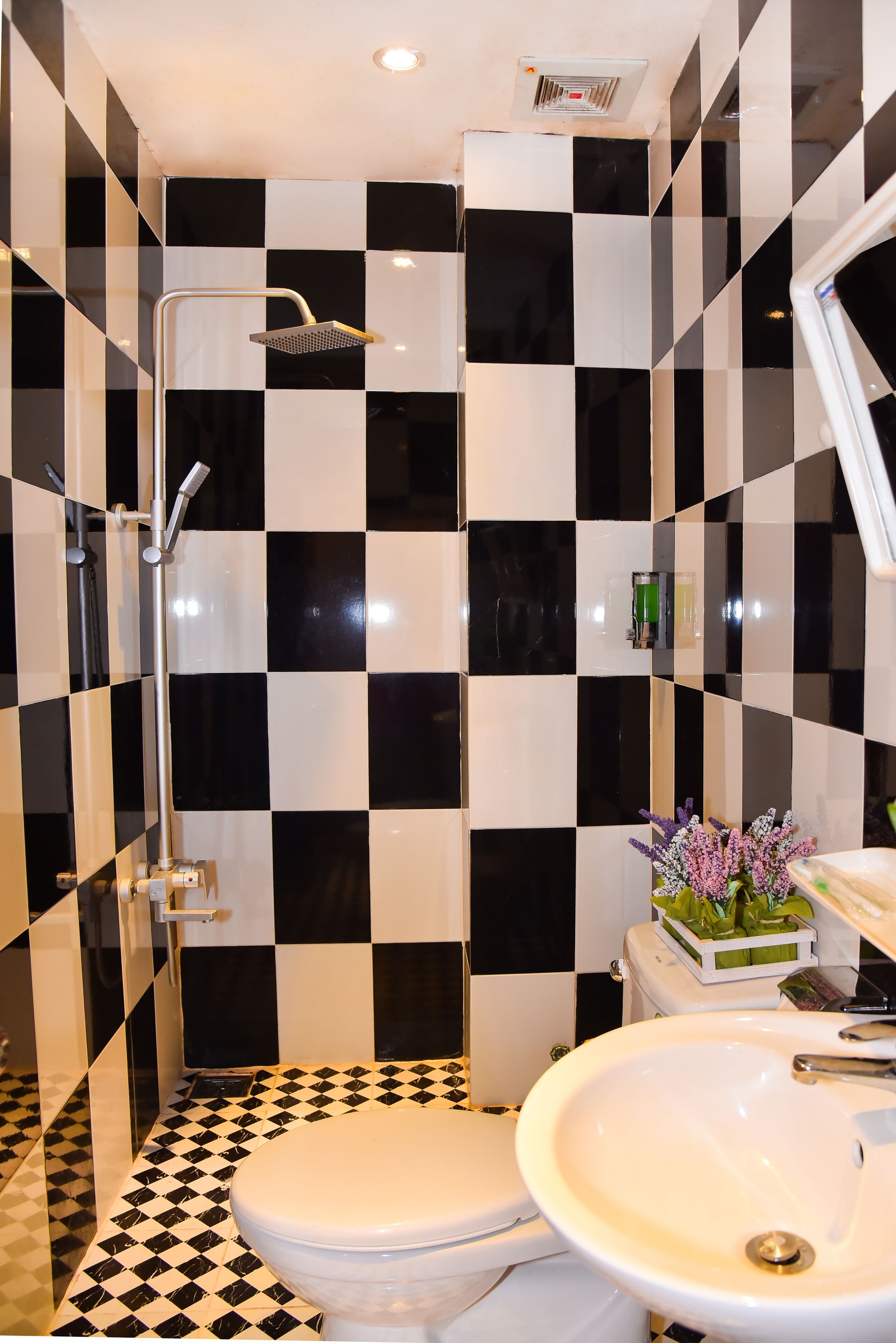 Shower, free toiletries, hair dryer, slippers