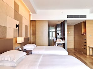 Two Double Bed Guest Room | Minibar, in-room safe, desk, laptop workspace