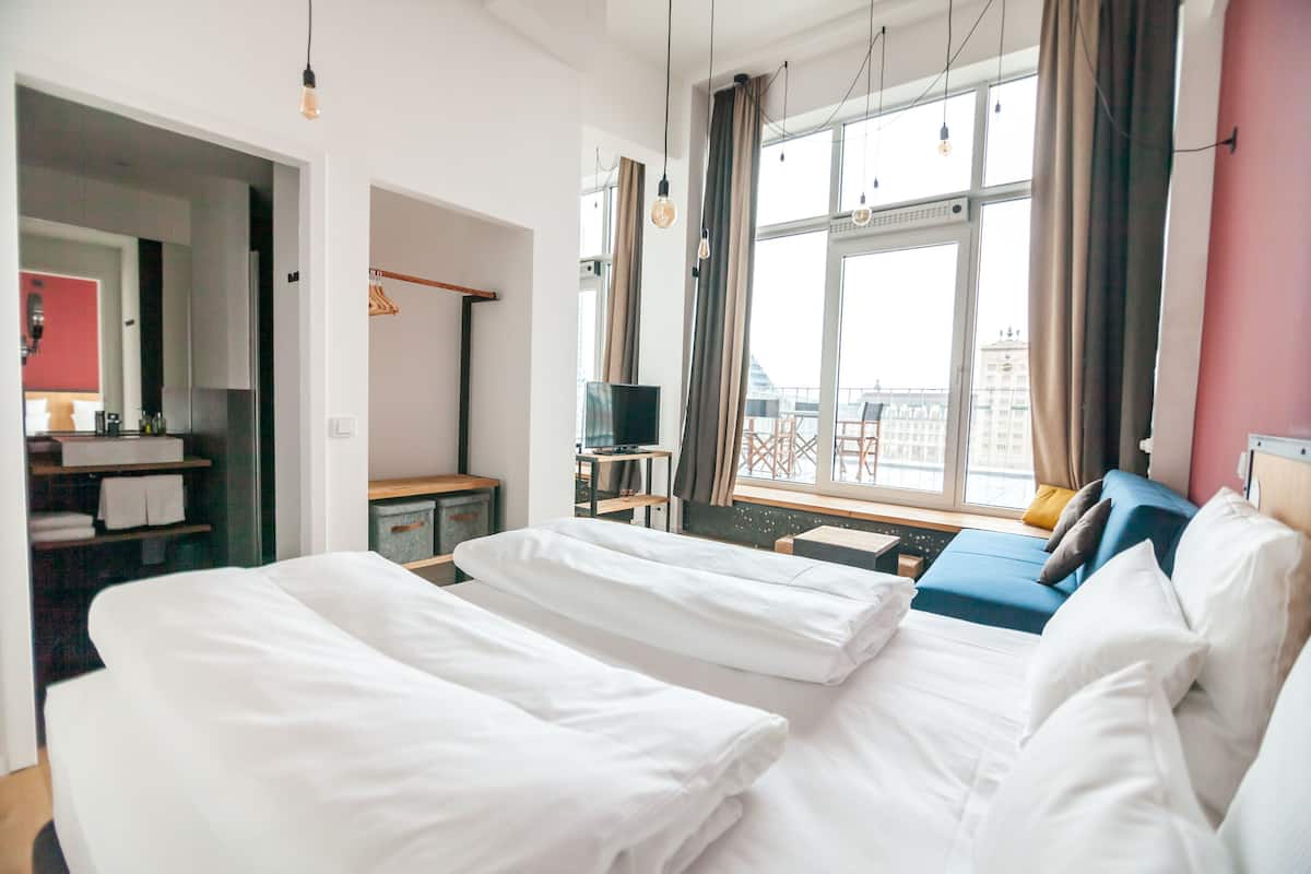 2 soveværelser, premium-sengetøj, minibar, pengeskab på værelset