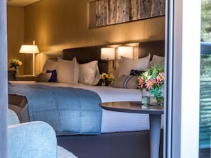 Lakens van Egyptisch katoen, luxe beddengoed, donsdekens, een minibar