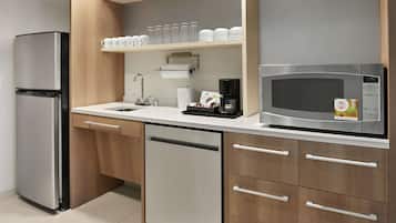 Suite, 1 Queen Bed, Accessible (Hearing) | Private kitchen | Full-size fridge, microwave, dishwasher, coffee/tea maker